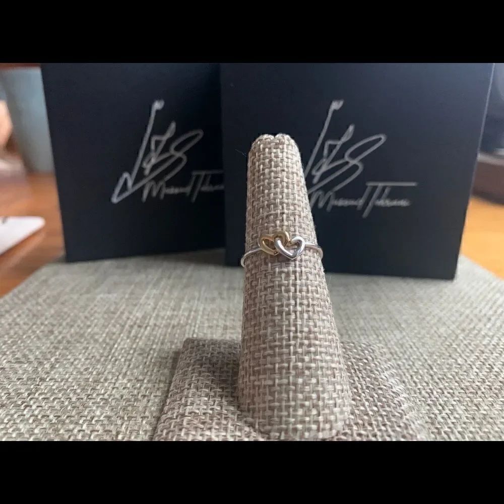 Double heart Ring 14k solid gold perfect gift - Picture 3 of 10